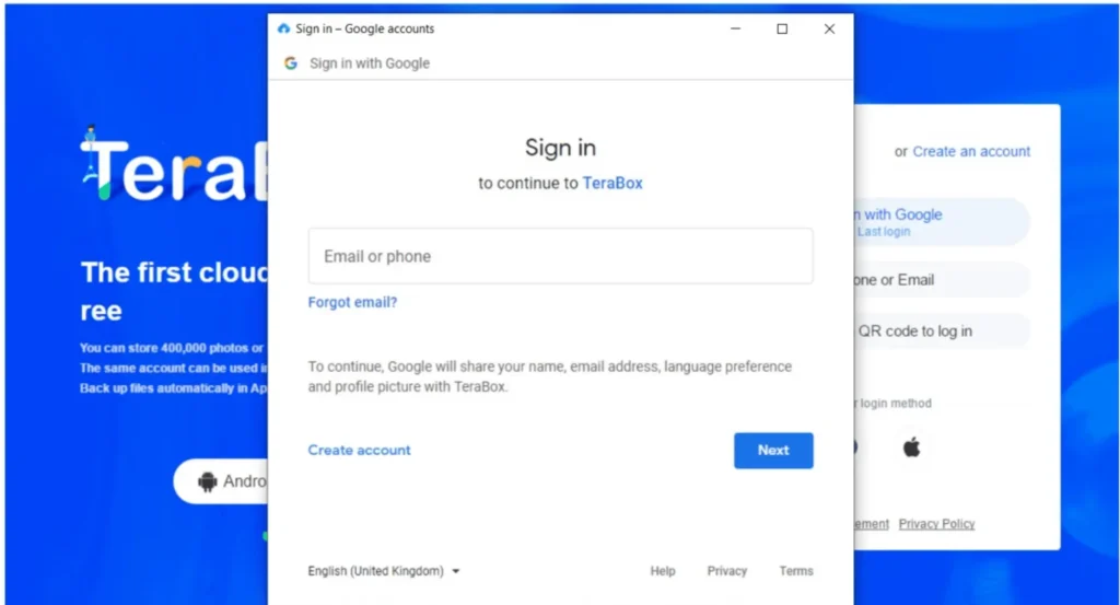 how to login terabox App